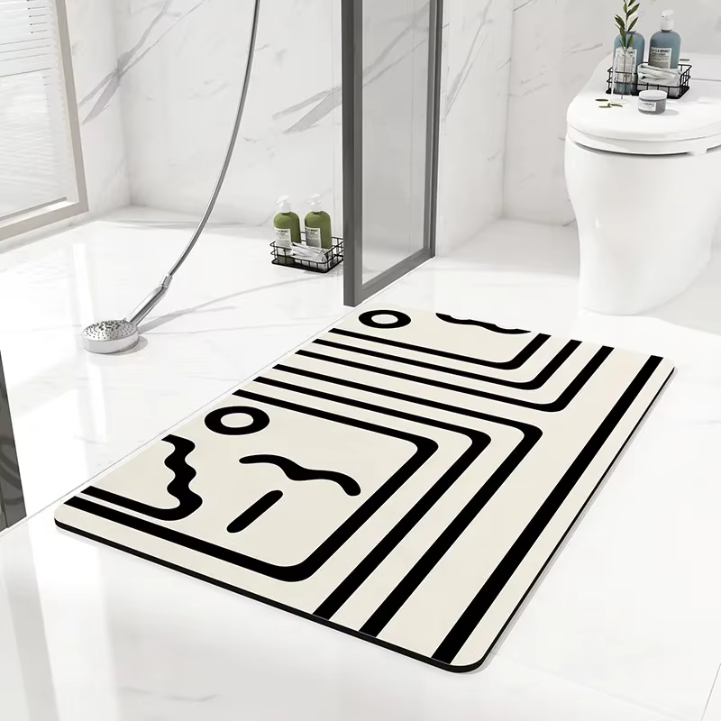HOAnti-ALD-Coussin Absorbant en Diatomite Douce pour Sol de Toilette, Tapis de Style Nordique