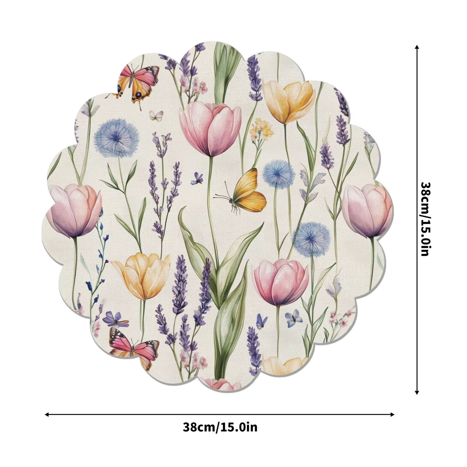 VIKAMA 4 pièces printemps Floral napperons ronds tulipe et lavande imprimé napperons maison Table à 