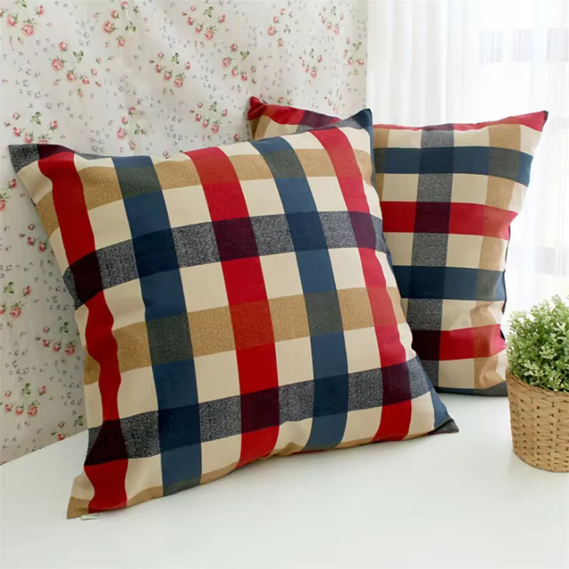 Housse de coussin classique à carreaux, taie d'oreiller en coton, décoration de la maison, canapé, c