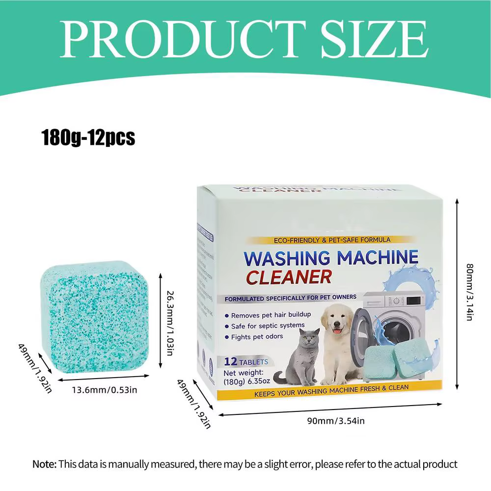 Tablettes nettoyantes pour lave-linge, éliminateur de poils d'animaux, nettoyant pour machine à lave