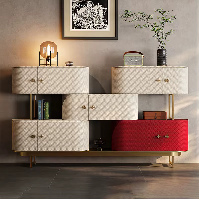 Meubles de salon nordiques modernes, armoires de rangement créatives de style crème, mignonnes et co