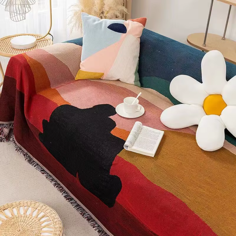 Textile City Ins Twilight Thread Blanket, Serviette de canapé, Tapisserie esthétique personnalisée, 