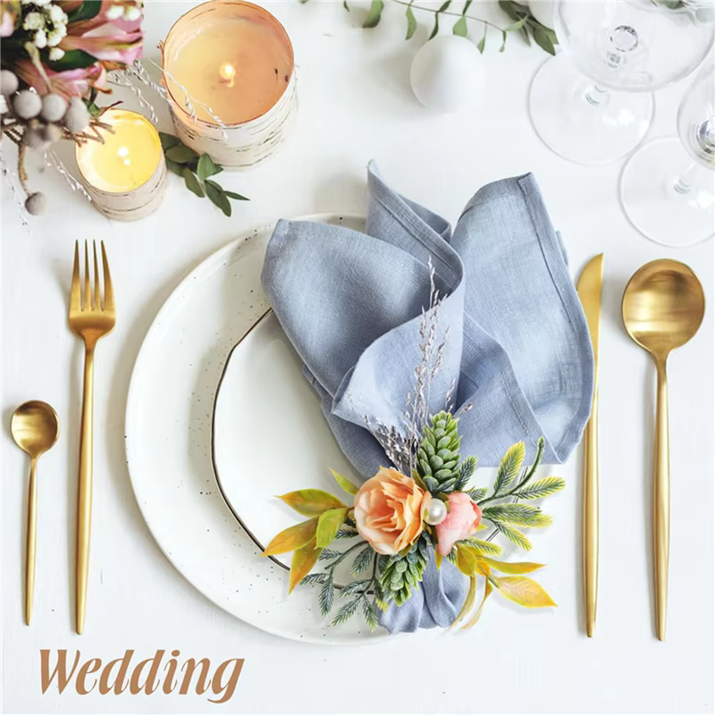B84B-anneaux de serviette, ensemble de 12 porte-serviettes à fleurs avec anneaux de Tables à dîner e