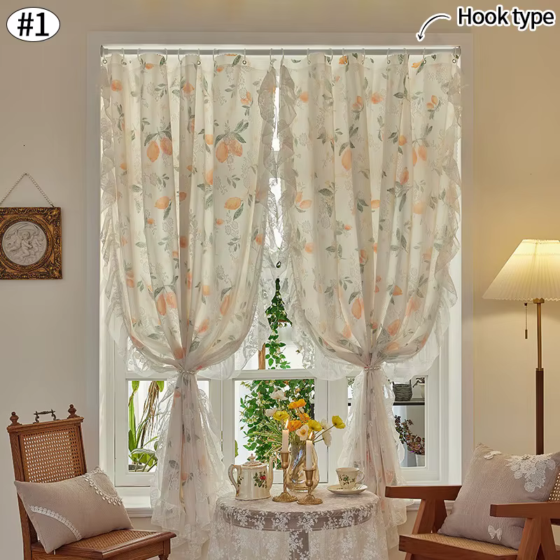 Rideau transparent en dentelle à imprimé Floral, pour décoration de salon, rideaux de fenêtre pour c