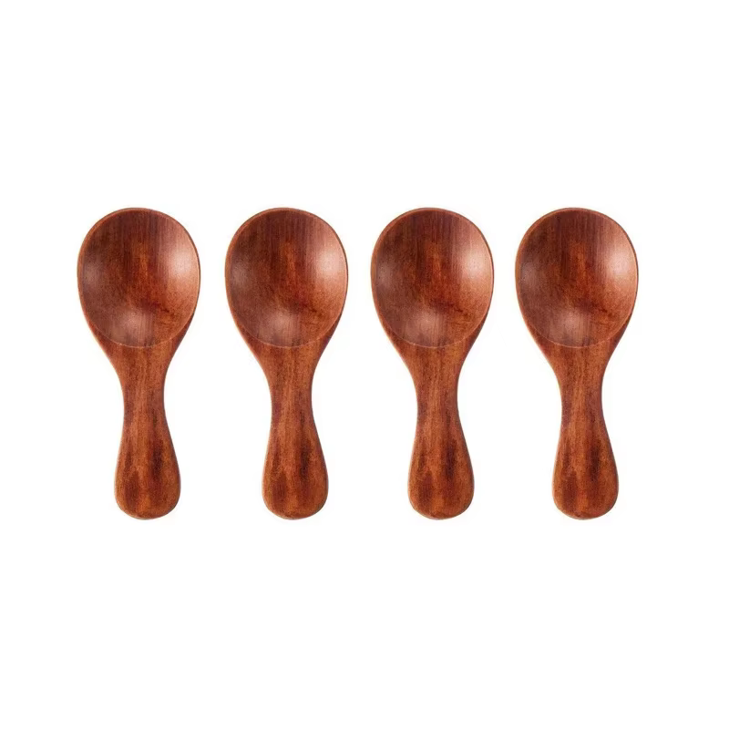 Mini cuillères en bois pour enfants, 4 pièces, petite cuillère à condiments pour épices, sucre, thé,