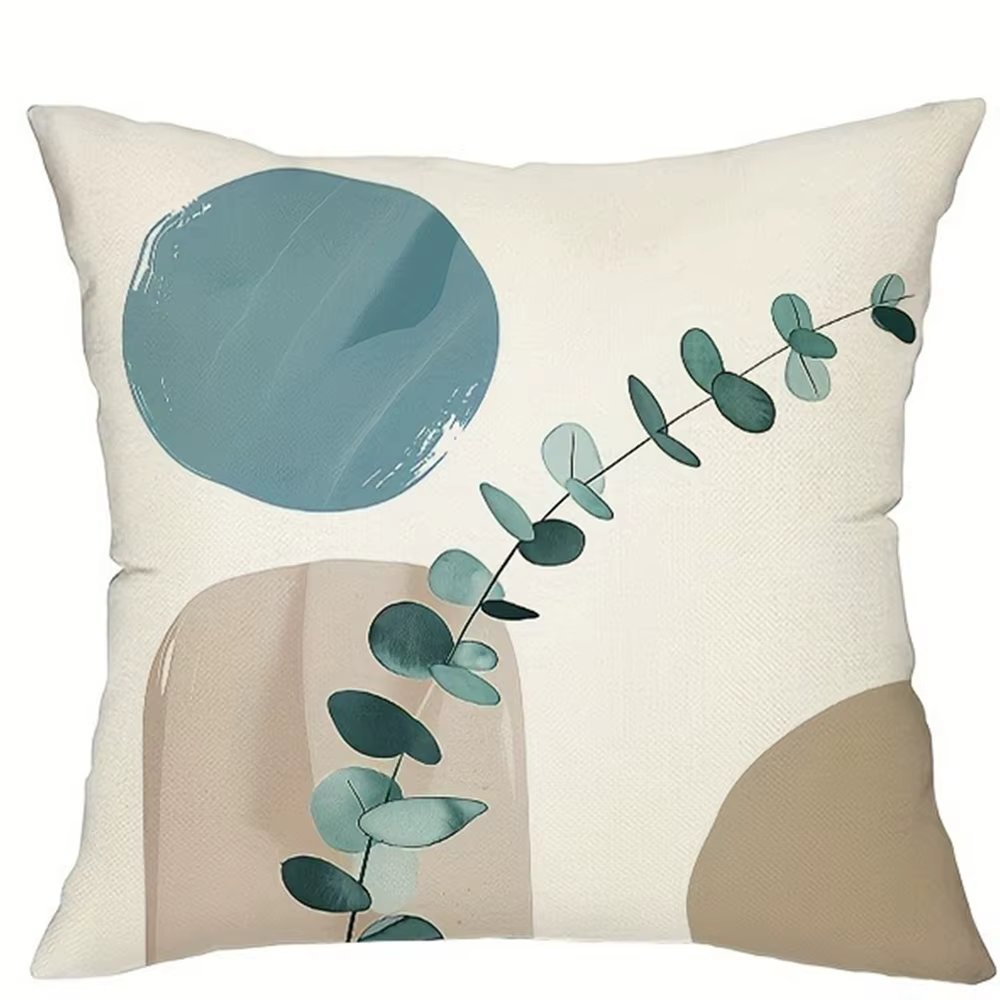 Housse de coussin style bohémien, décoration de maison, abstraite, simple, motif de feuilles géométr