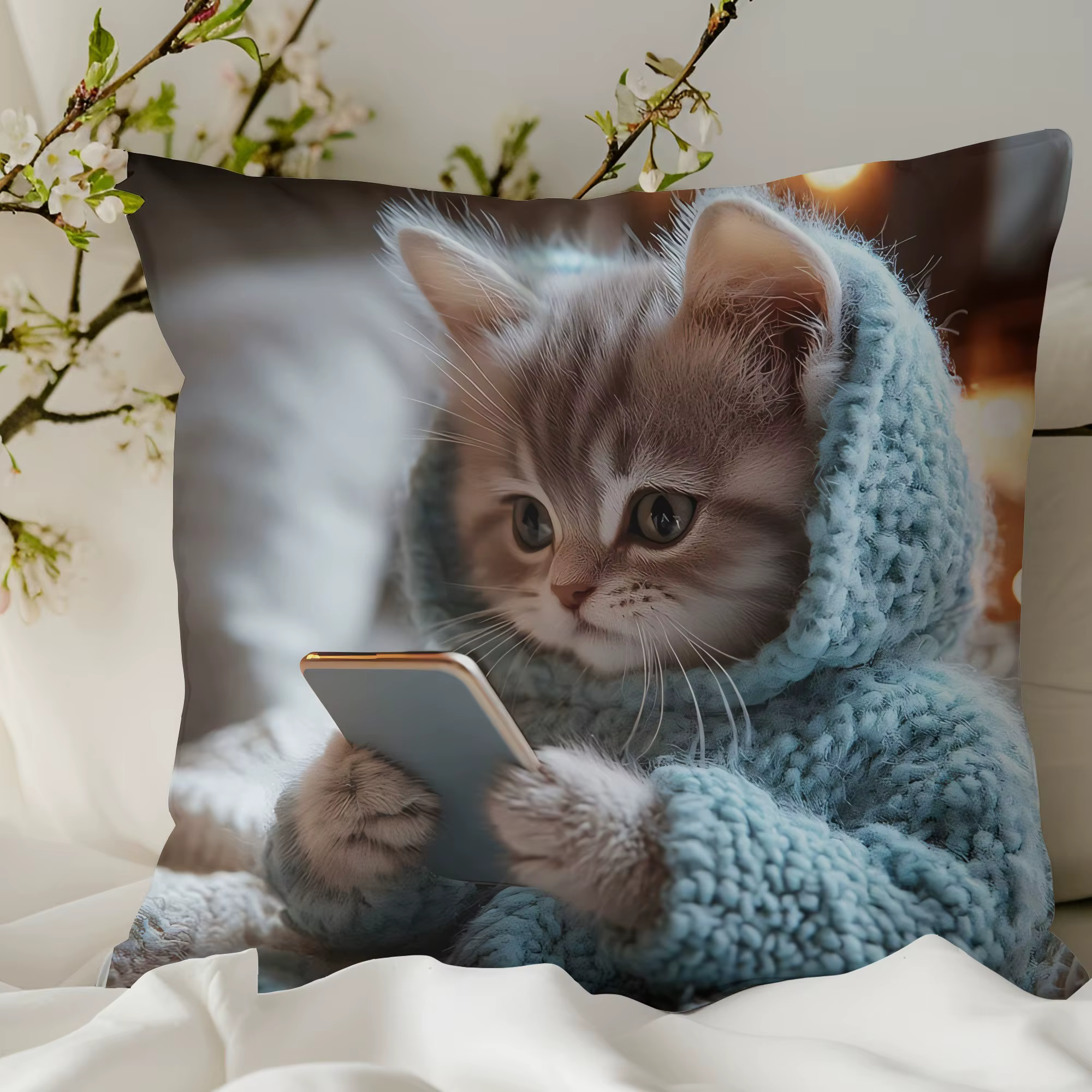 Chaton mignon dans une taie d'oreiller à capuche : confortable et adorable pour votre maison! Housse