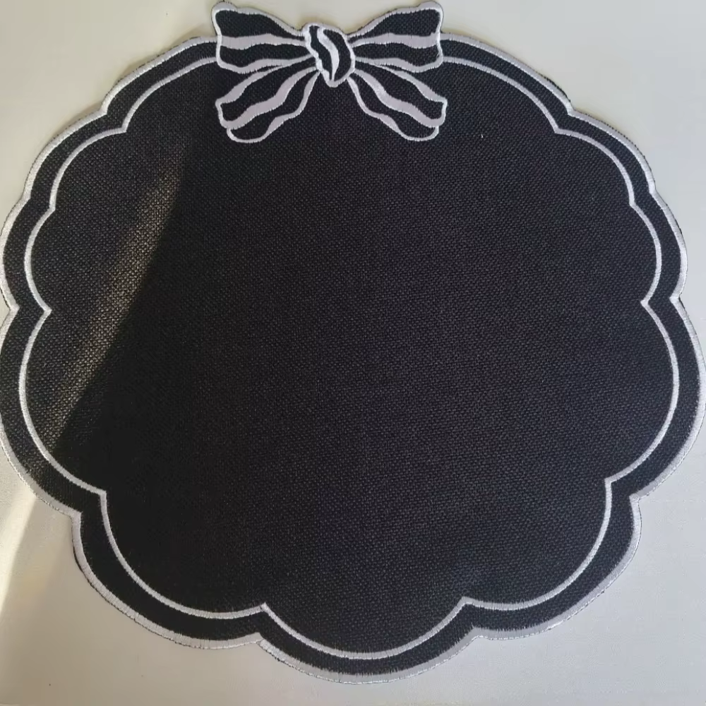 Set de table brodé en lin avec nœud, lavable et réutilisable, pour mariage, banquet, fête des Mères,