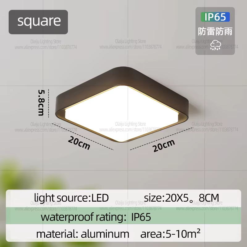 Lampes de plafond LED d'extérieur, imperméables et résistantes à l'humidité, lampes murales de balco