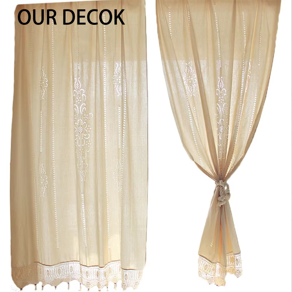 Rideau en dentelle au crochet en coton fait à la main, rideau de fleurs, rideau de cuisine, stores d