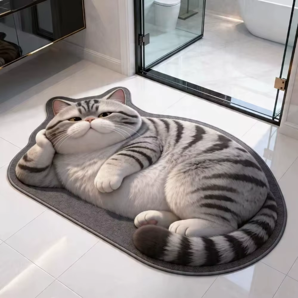 Tapis de sol 3D en terre de diatomées pour chat, 40×60CM, tapis de salle de bain réaliste, antidérap