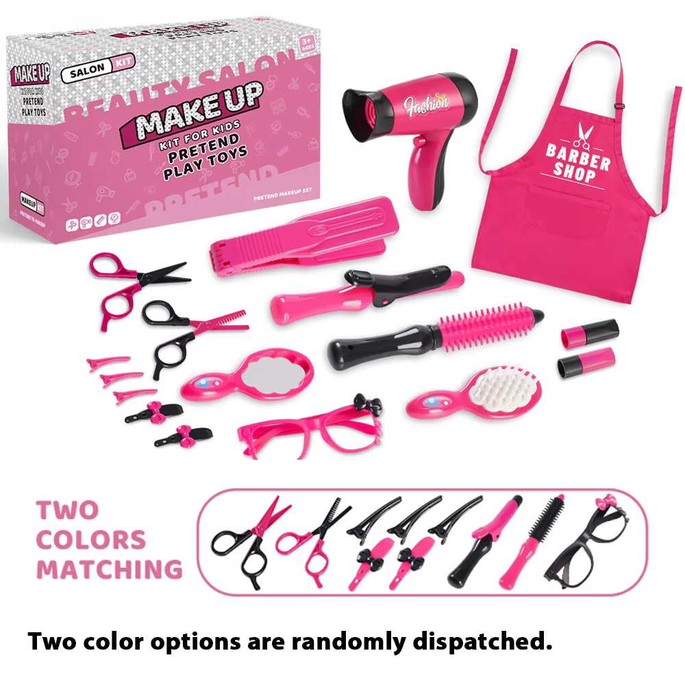 Ensemble de Salon de beauté pour filles 17 pièces, Kit de coupe de cheveux pour jeu de simulation, j