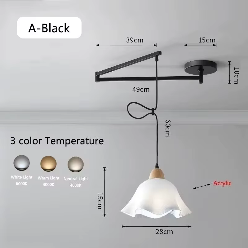 Lampe Suspendue à Bras Basculant au Design Moderne, Luminaire Décoratif de Plafond, Idéal pour un Ba