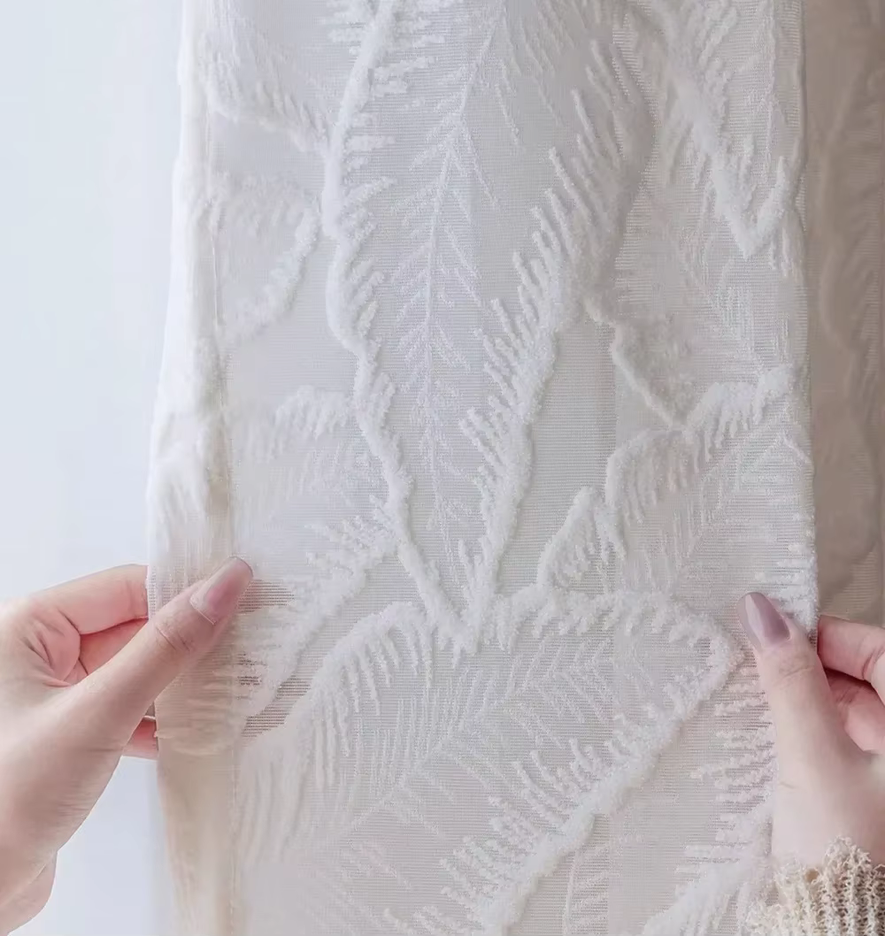 Rideau blanc français pour chambre à coucher, salon, fil romantique en Relief 3D, résistant à la lum