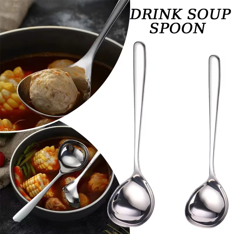 Cuillère à soupe en acier inoxydable, cuillère épaisse créative et Durable, outils essentiels de cui