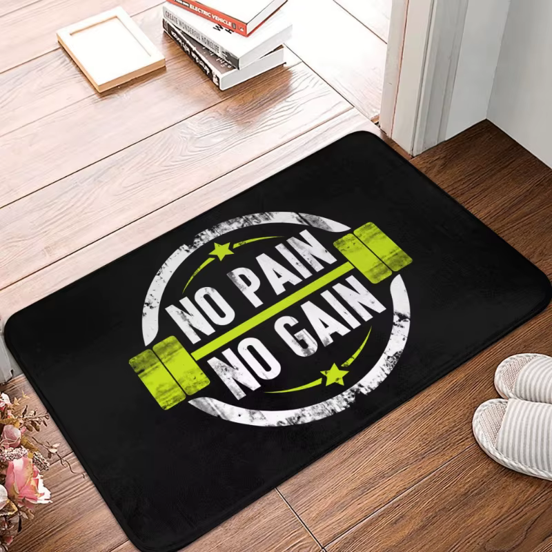 Tapis de porte avec silhouette de barbell Muscle Man, tapis de bienvenue antidérapant pour la chambr