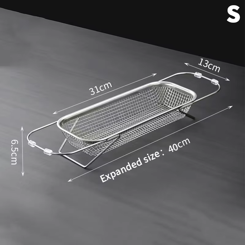 Évier de cuisine télescopique en acier inoxydable, vaisselle multifonctionnelle et baguettes, égoutt