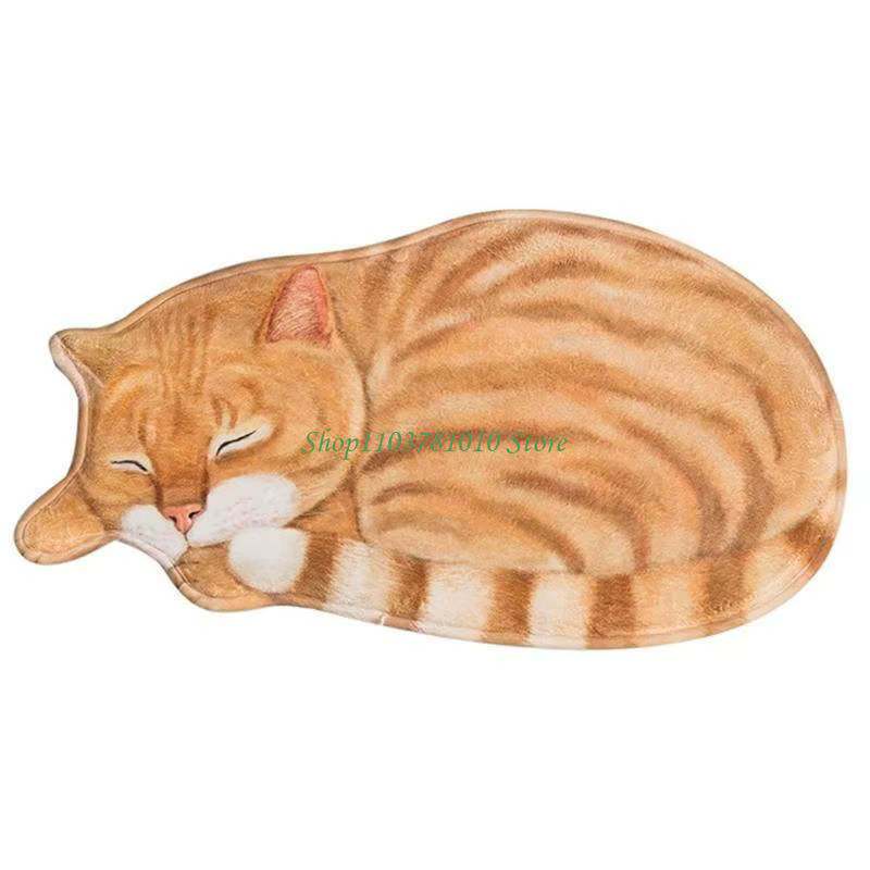 Paillasson 3D chat U55D, tapis d'entrée avec animaux dessin animé, tapis bain antidérapant, tapis bi