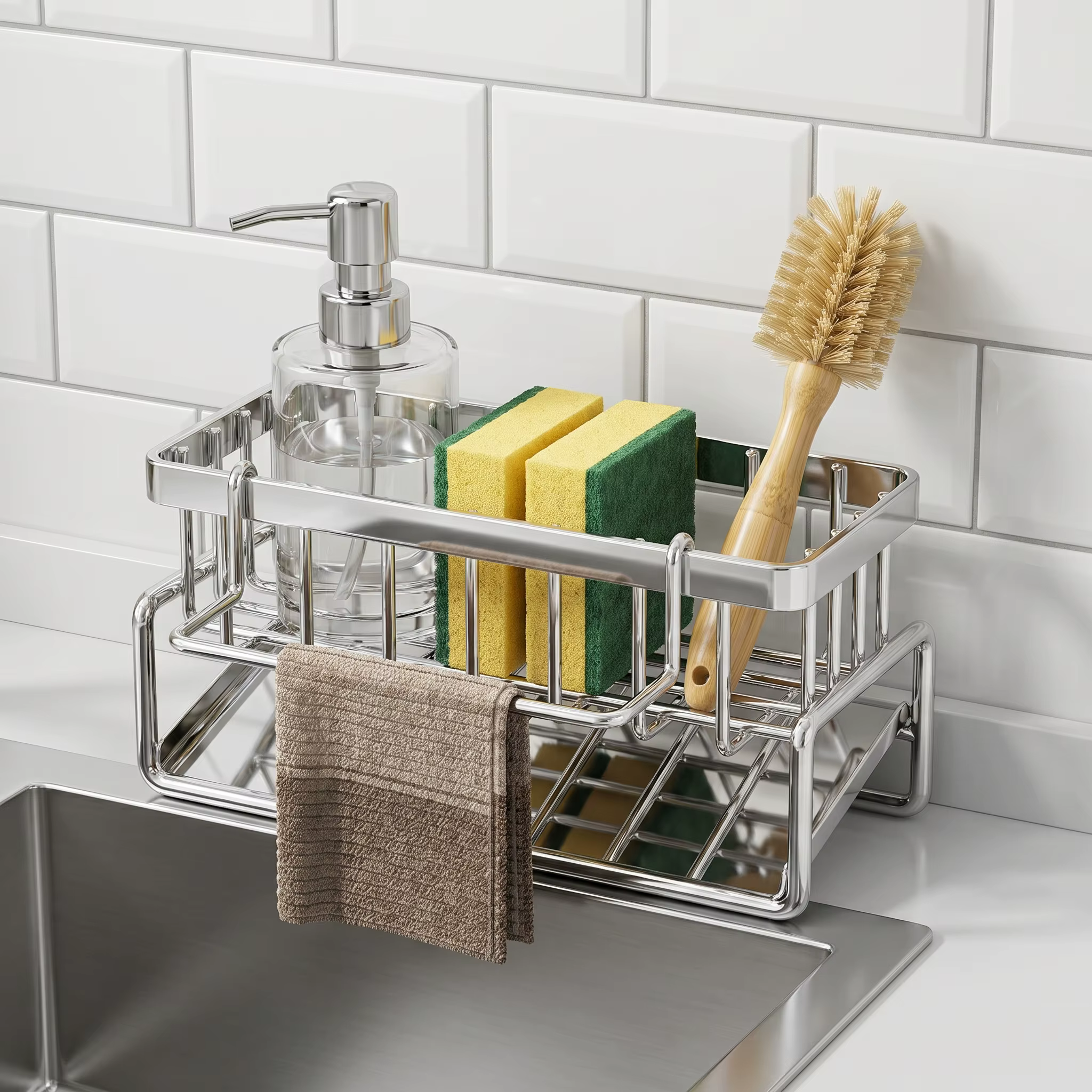 Support de rangement pour torchons de cuisine, égouttoir en acier inoxydable pour évier, rangement p