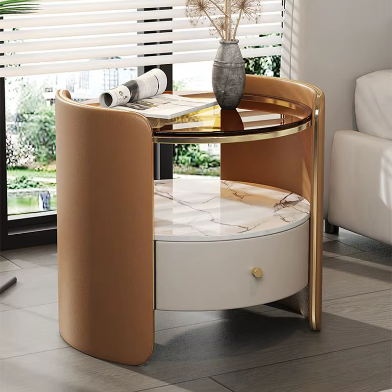 Table de chevet ronde italienne moderne : design minimaliste, luxe et rangement haut de gamme pour l