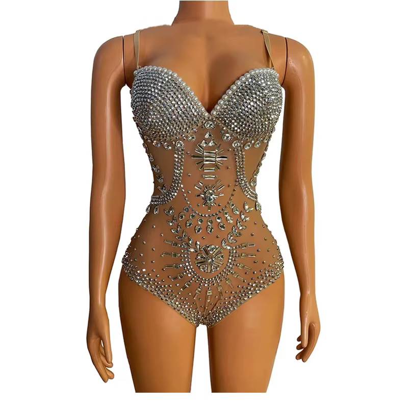 ALTERPhotography-Robe de déesse sexy à col en V avec biscuits et perles, combinaisons commandées lux