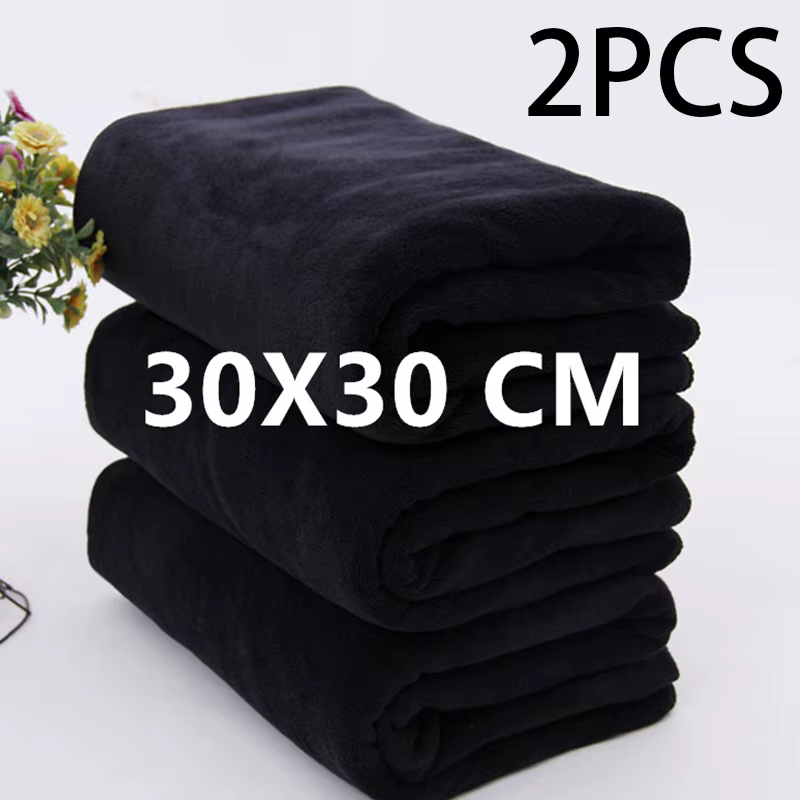 Serviette de salon noire super douce et absorbante en microfibre, idéale pour le salon, la salle de 