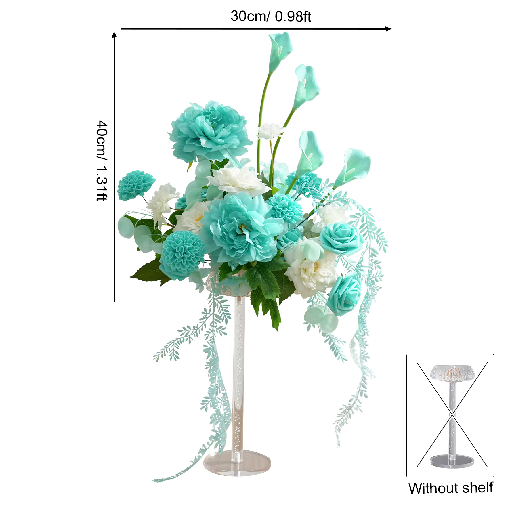 H89562 décor d'arrière-plan de mariage Tiffany bleu Rose blanc pivoine verdure Table pièce maîtresse