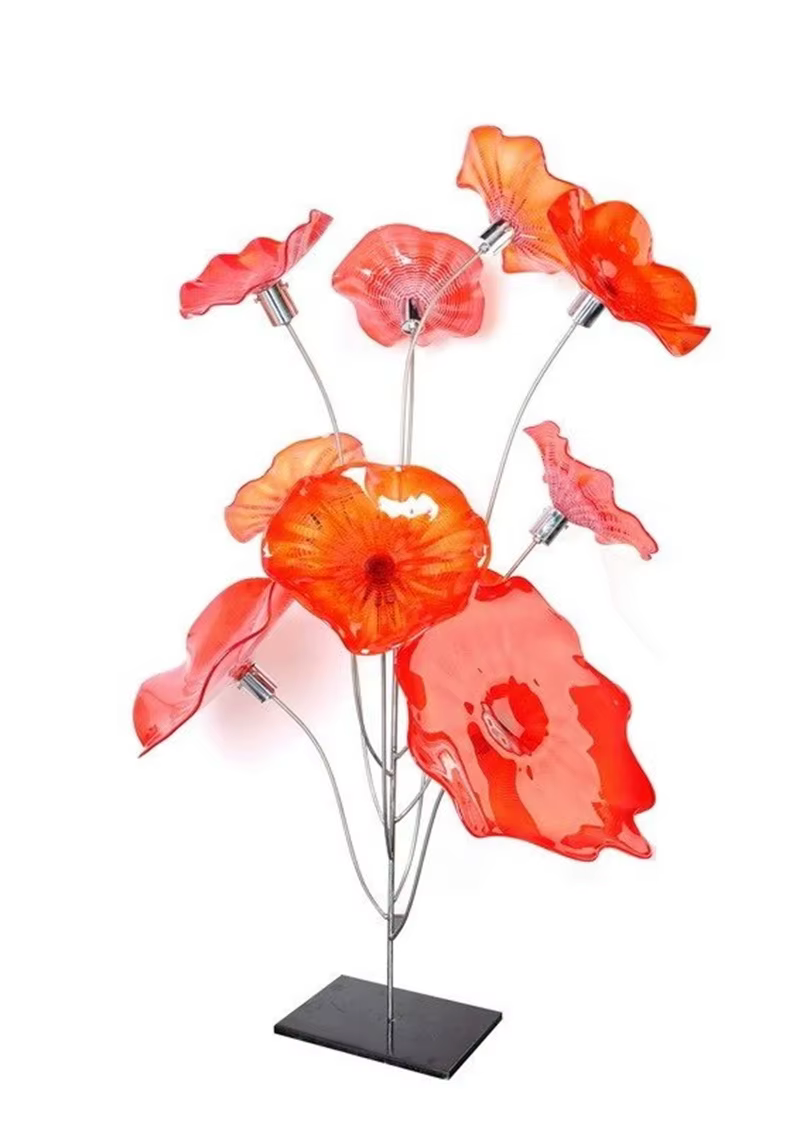 Sculpture en verre pour hall d'hôtel, planche de salon bon marché, sol de fleurs en verre soufflé à 