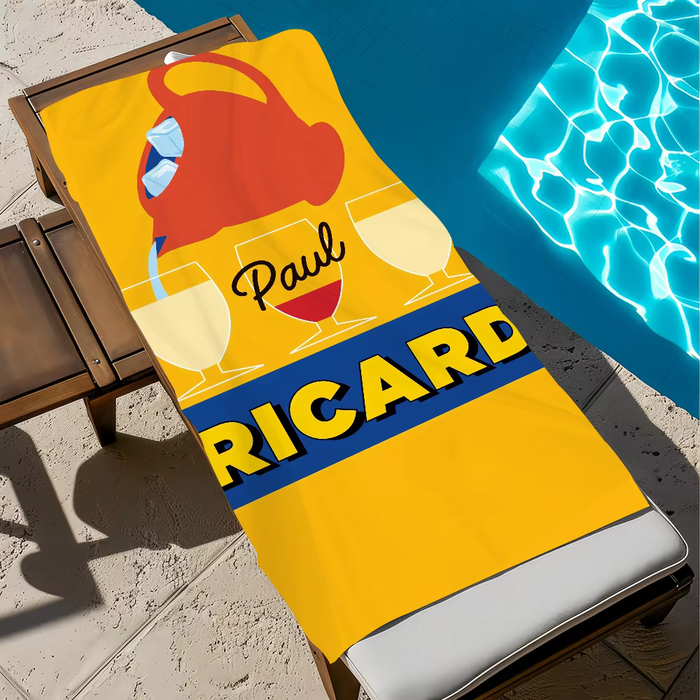 Serviette de plage avec logo R-ricard-D, serviettes de piscine douces à séchage rapide, cadeau pour 