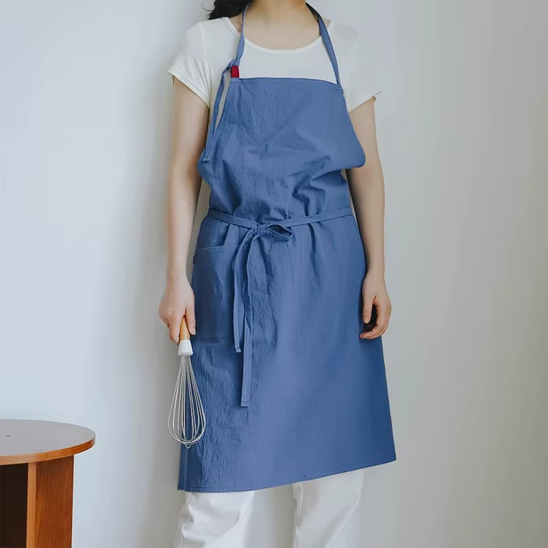 Tablier de cuisine léger en coton et lin avec poche pour hommes et femmes, sans manches, respirant, 