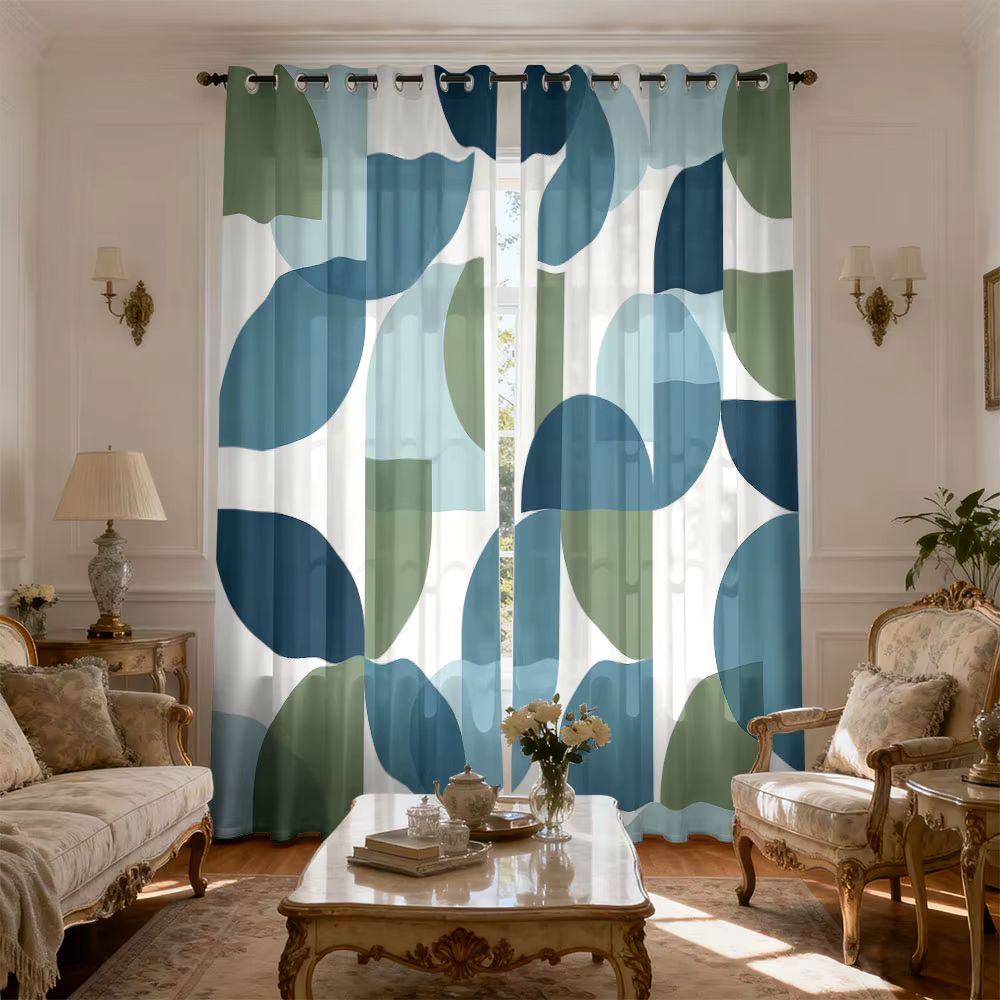 Lot de 2 rideaux perforés à motif abstrait, occultants pour salon et chambre, plusieurs tailles, déc