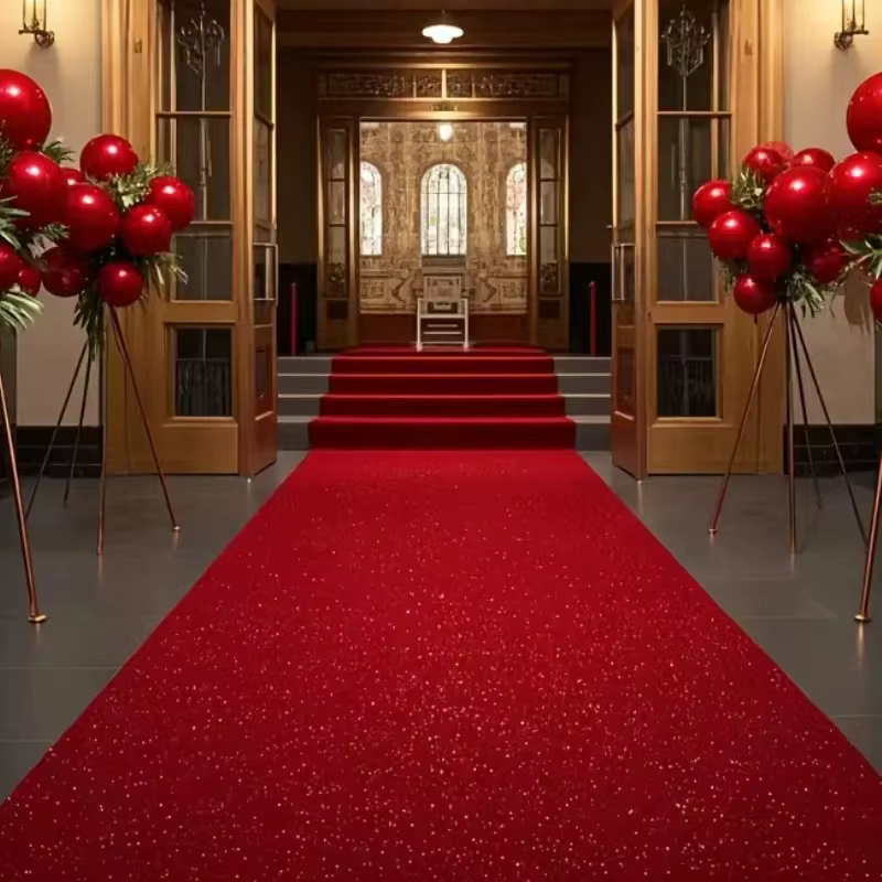 Tapis rouge de mariage, tapis de couloir de mariage romantique, tapis scintillant, décoration pour é