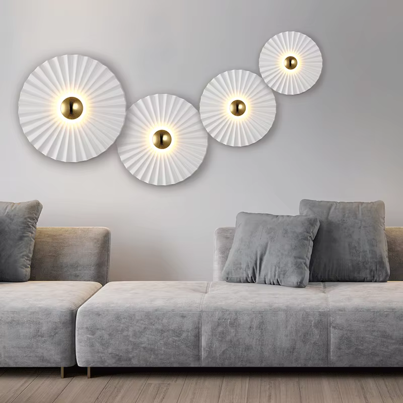 Éclairage d'intérieur Applique murale de luxe blanche en forme de feuille de Lotus, style nordique, 