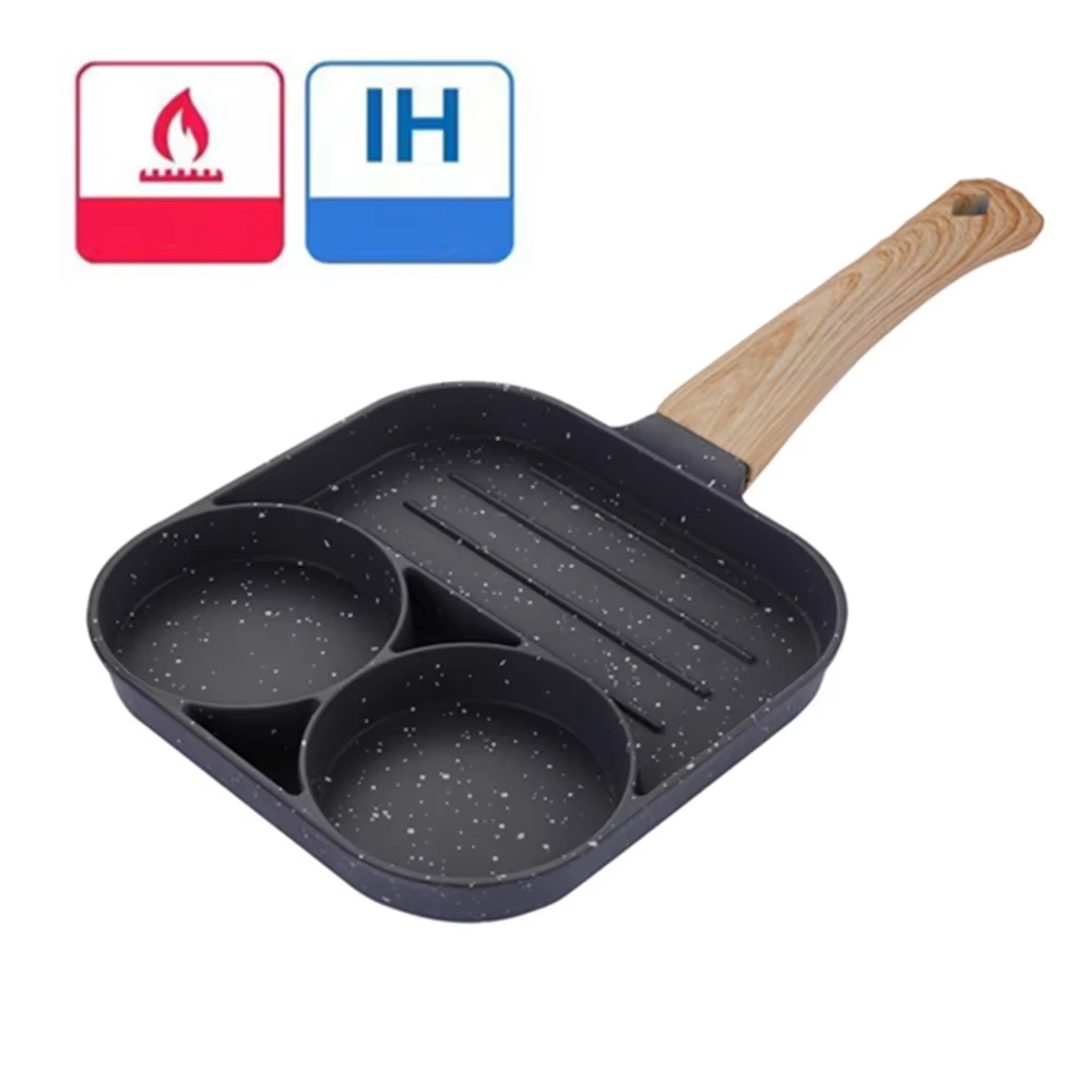 Poêle à omelette épaisse à 4 trous, poêle antiadhésive pour crêpes aux œufs, Steak, cuisson des œufs