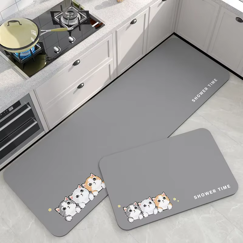 Vikama-Polymère de sol absorbant en diatomite anti-encrassement imperméable, tapis de dessin animé,