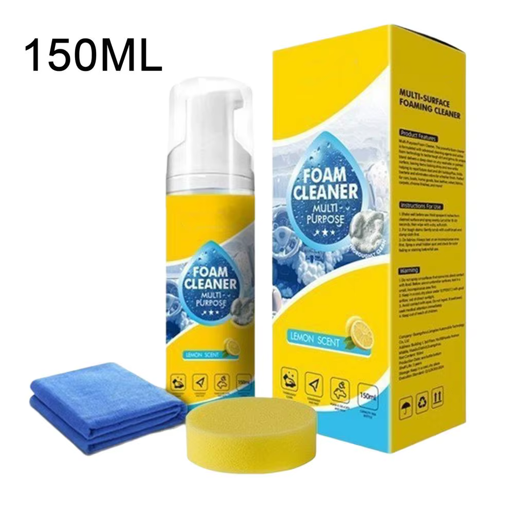 Nettoyant Moussant 4-en-1 Multi-usages 150ml Dégraissant pour Intérieur de Voiture, Douche, Maison, 