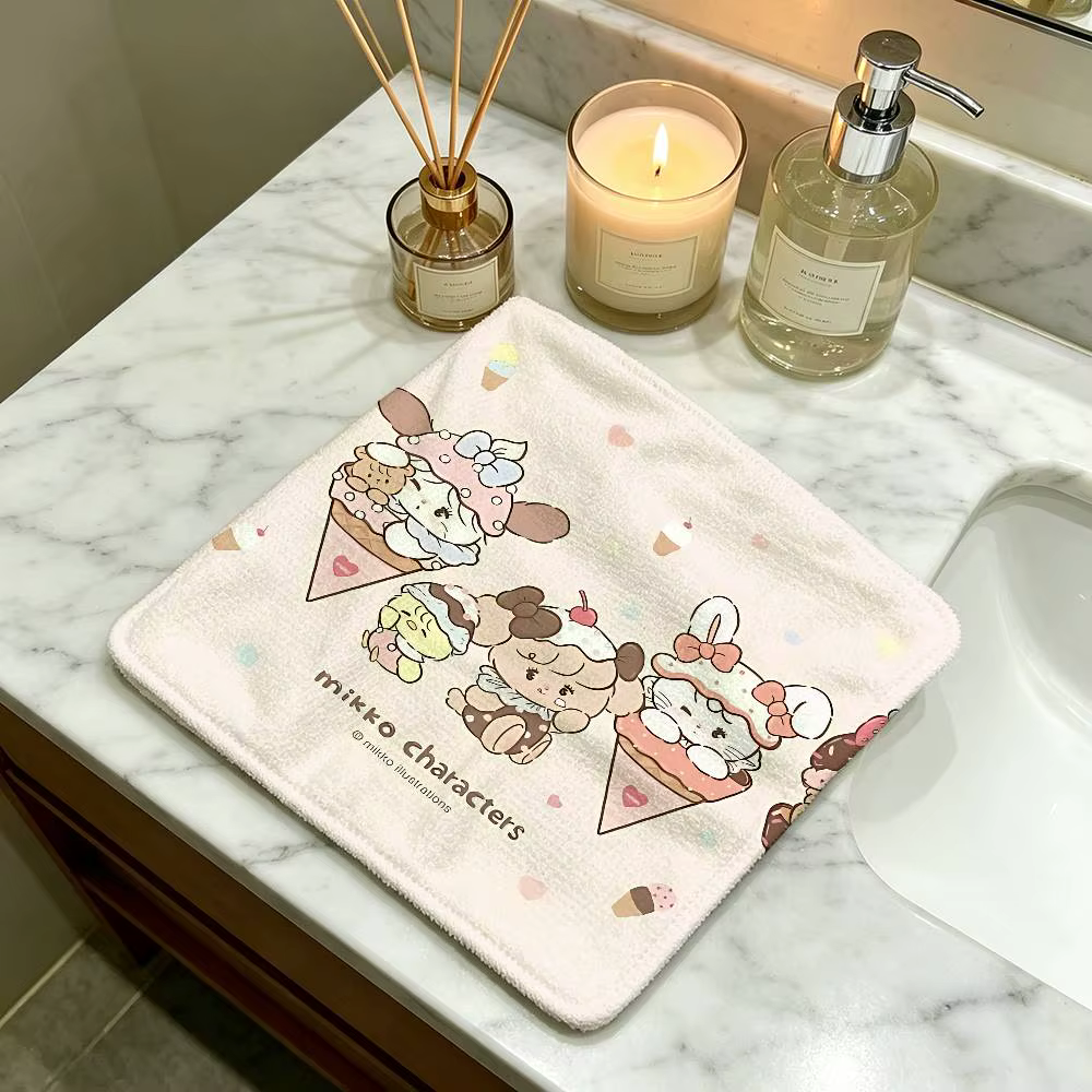 Serviette de cuisine suspendue en coton polyester avec illustrations de chat kawaii Mikko, serviette