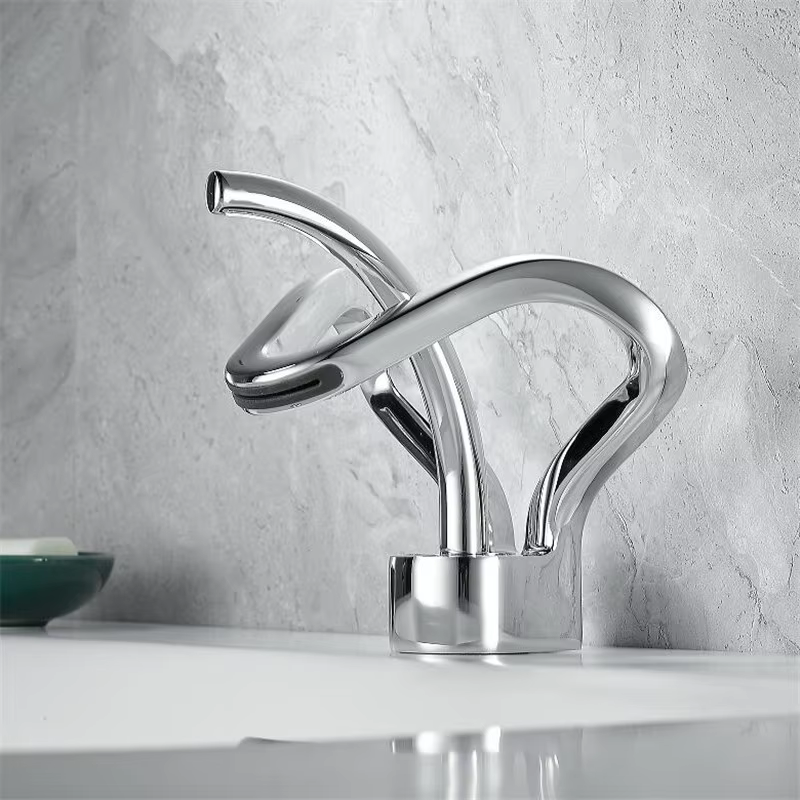 Robinet de salle de bains gris, robinet de lavabo noir en laiton créatif or, mitigeur d'évier de sal