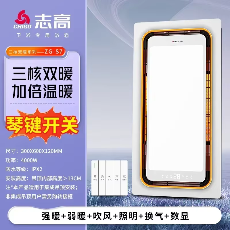 Chauffage électrique intelligent intégré 220V - Combo éclairage de plafond pour salle de bain et app