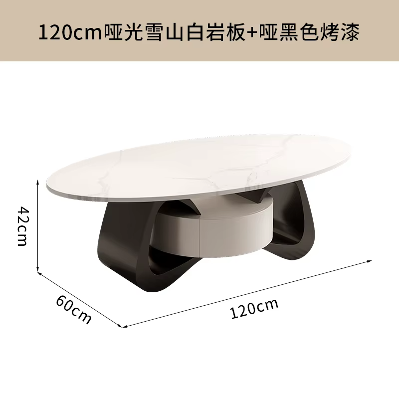 Table basse ovale de luxe, Design Unique, rangement caché, tendance, ronde et minimaliste, meubles d