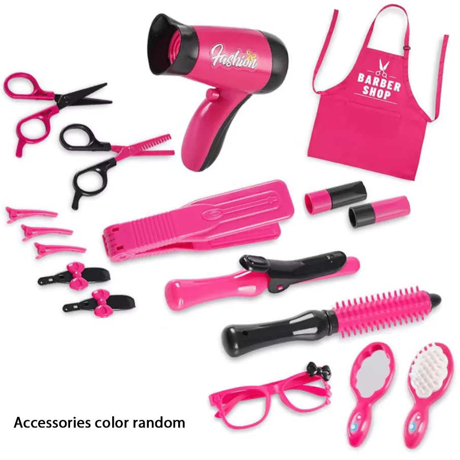 Ensemble de Salon de coiffure pour filles, 17 pièces, avec jouet pour sèche-cheveux, accessoires de 