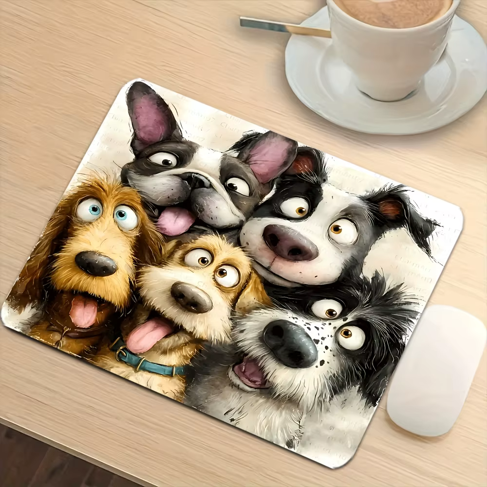Tapis de souris, tapis de souris de jeu avec motif de chien en selfie, adapté aux fournitures de bur