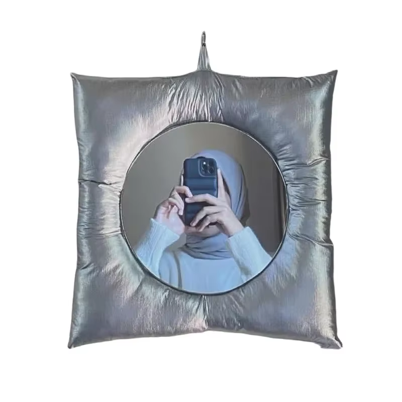 Nouveau Style INS oreiller miroir créatif carré mural salle de bain miroir maquillage miroir tenture