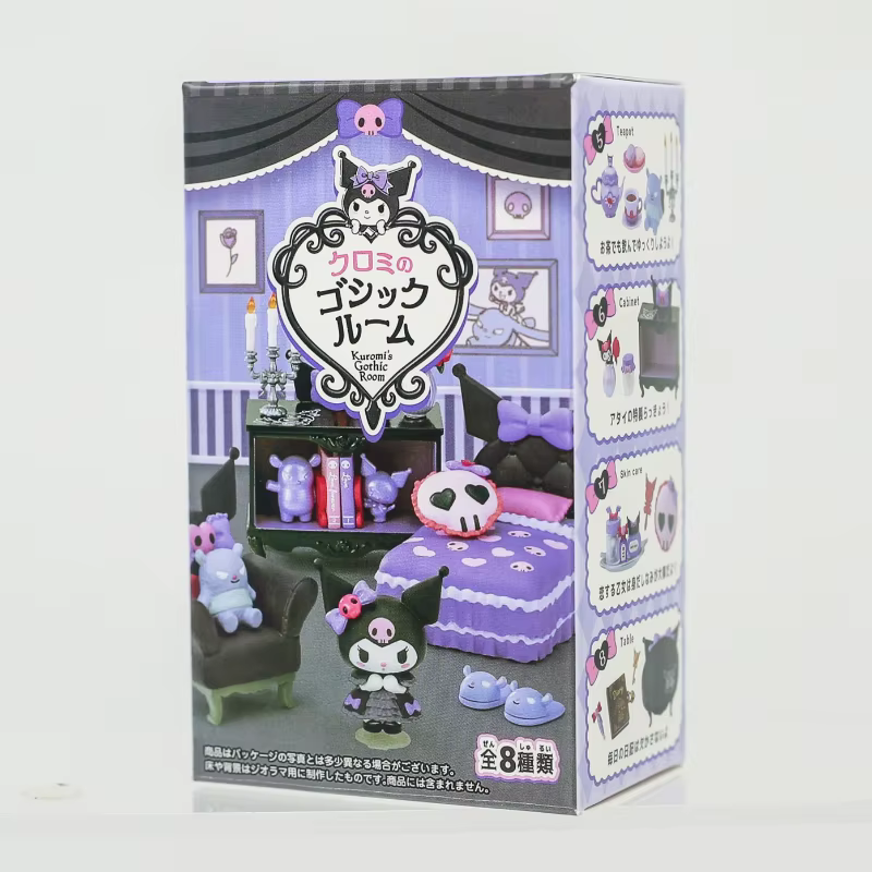 Sanrio Kuromi – salle gothique, scène Miniature, coiffeuse, chaise, armoire, coffre, jouets, boîte a