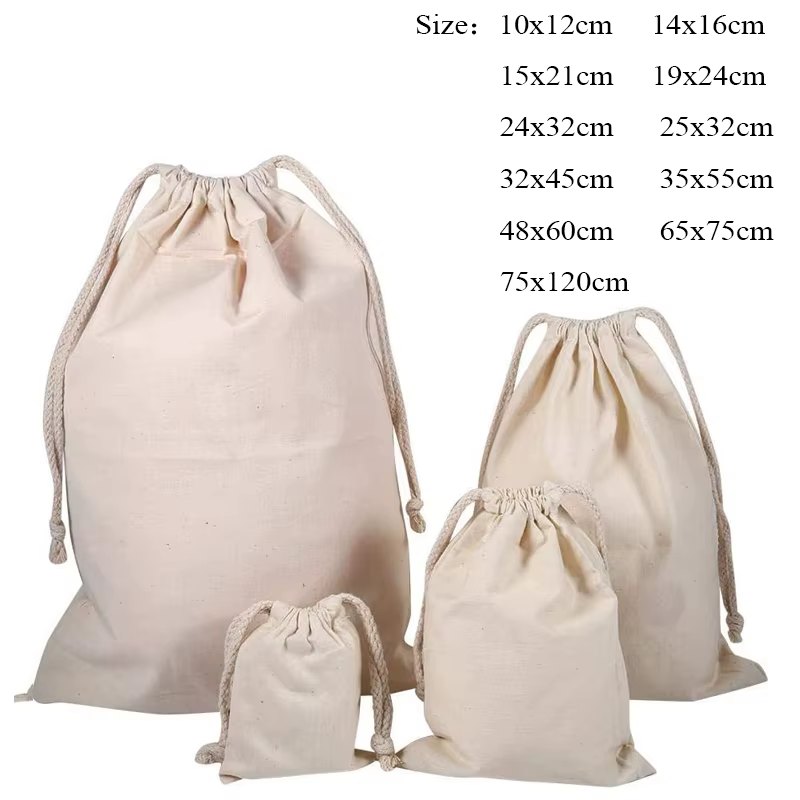 Sac à linge en toile de coton Extra Large, robuste, 75x120cm/65x75cm/48x60cm, rangement de plage