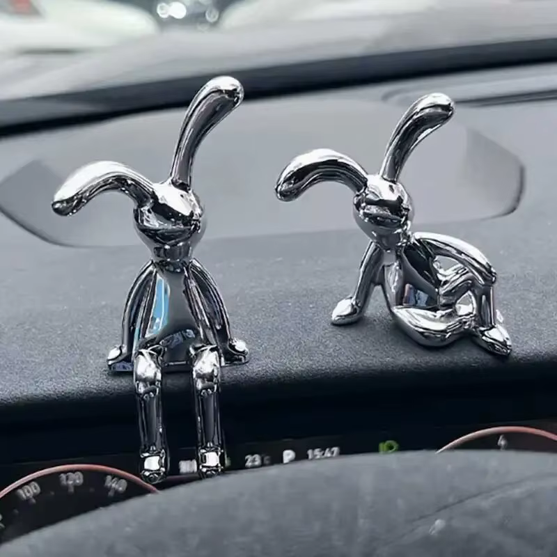 Double Statue de lapin à longues oreilles, 2 pièces, accessoires de décoration de dessin animé, salo