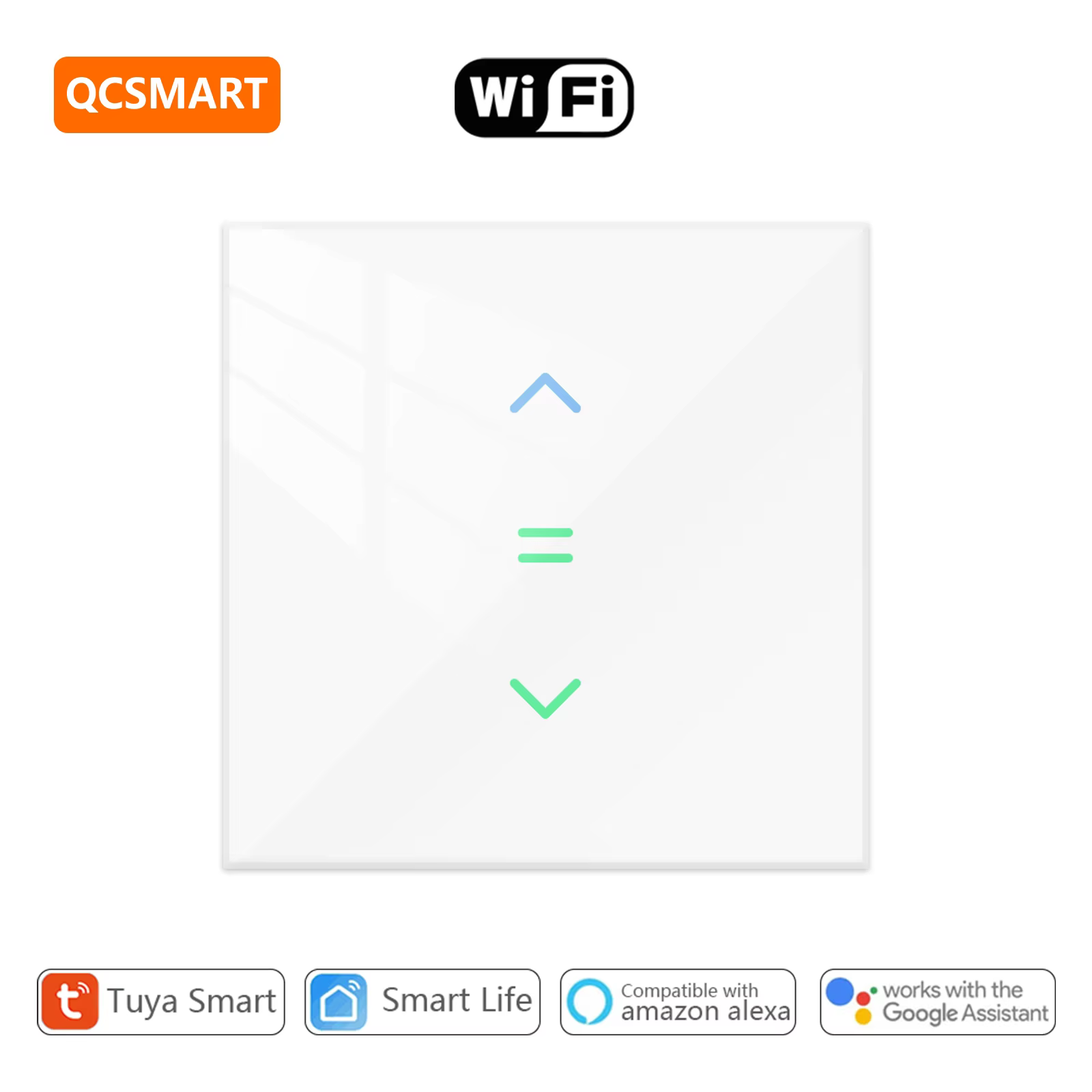 QCSMART-Joli de volet roulant pour rideau avec rétroéclairage, Tuya Smart Life, contrôle en pourcent
