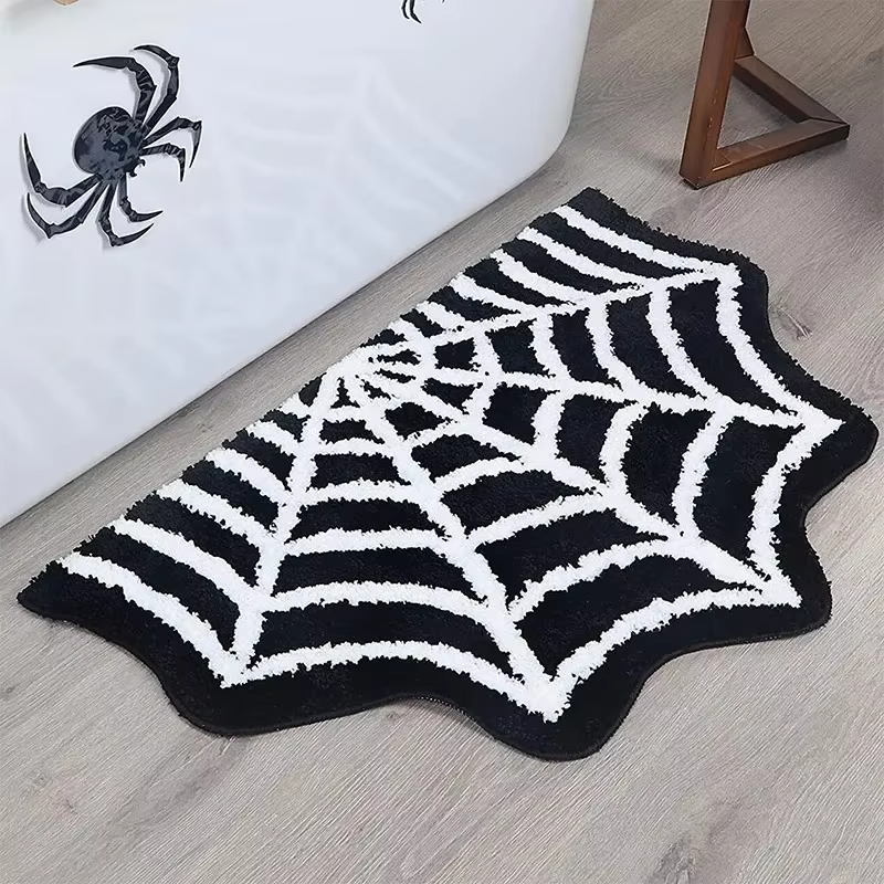 VIKmemorial-Toile d'Araignée Noire Décorative en Faux Cachemire, Polymères de Bain, pour Salon, Hall