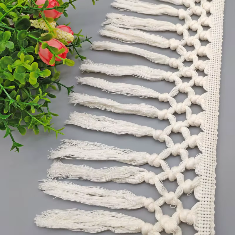 (2 mètres/lot) 15.5cm de large gland garniture coton frange ruban Boho macramé pour bricolage artisa