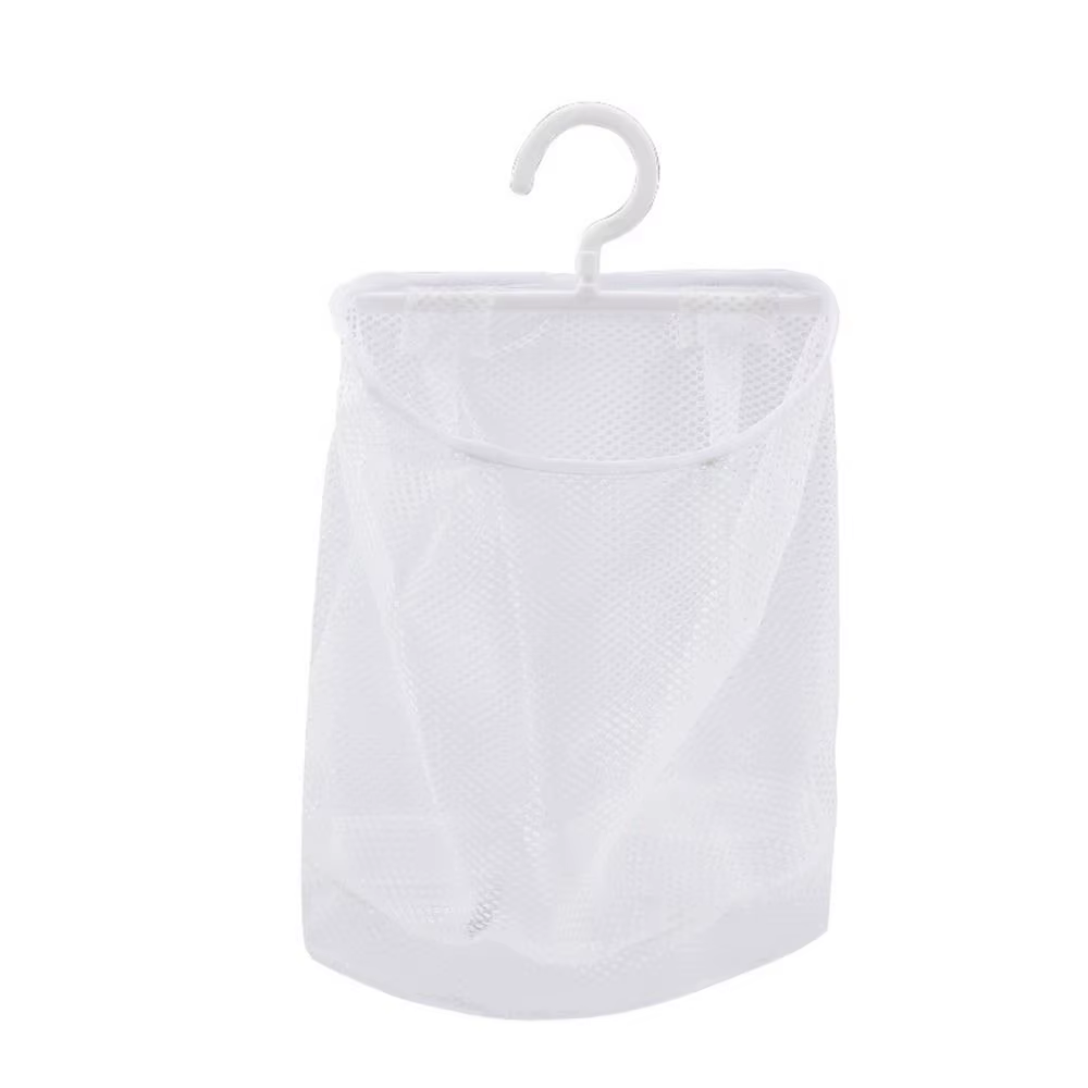 Sac à pinces à linge mural respirant et lavable, en maille pliable avec cintre, support pour pinces 